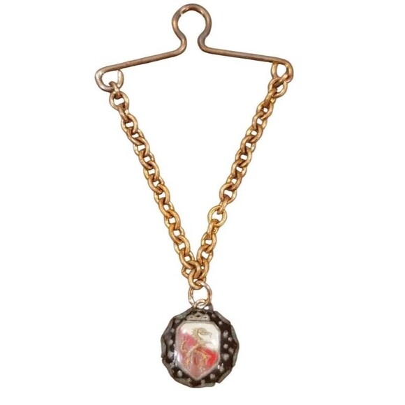 Vintage Royal Crest Griffin Lion Shield TIE BAR Chain Dragon Charm - Picture 1 of 4